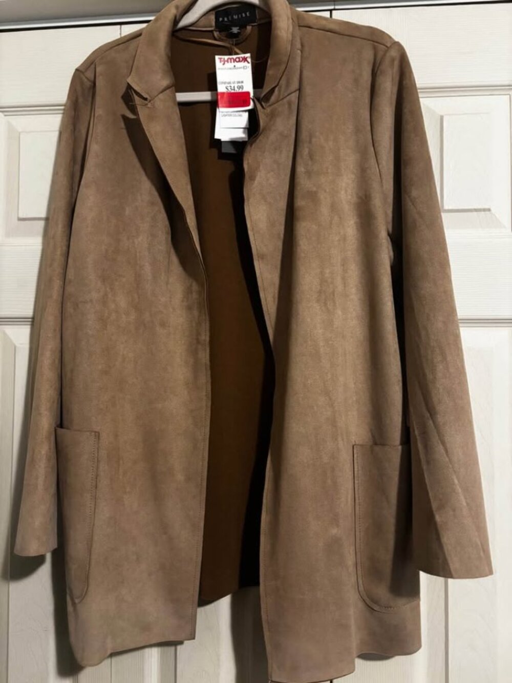 Premise Women's Faux Leather Jacket Tan XL NWT